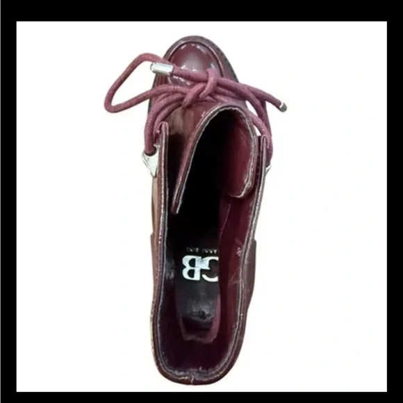 Gianni Bini Burgundy Patent Leather Platform Lace-Up Ankle Boots Size 7M NWOT - Picture 13 of 14